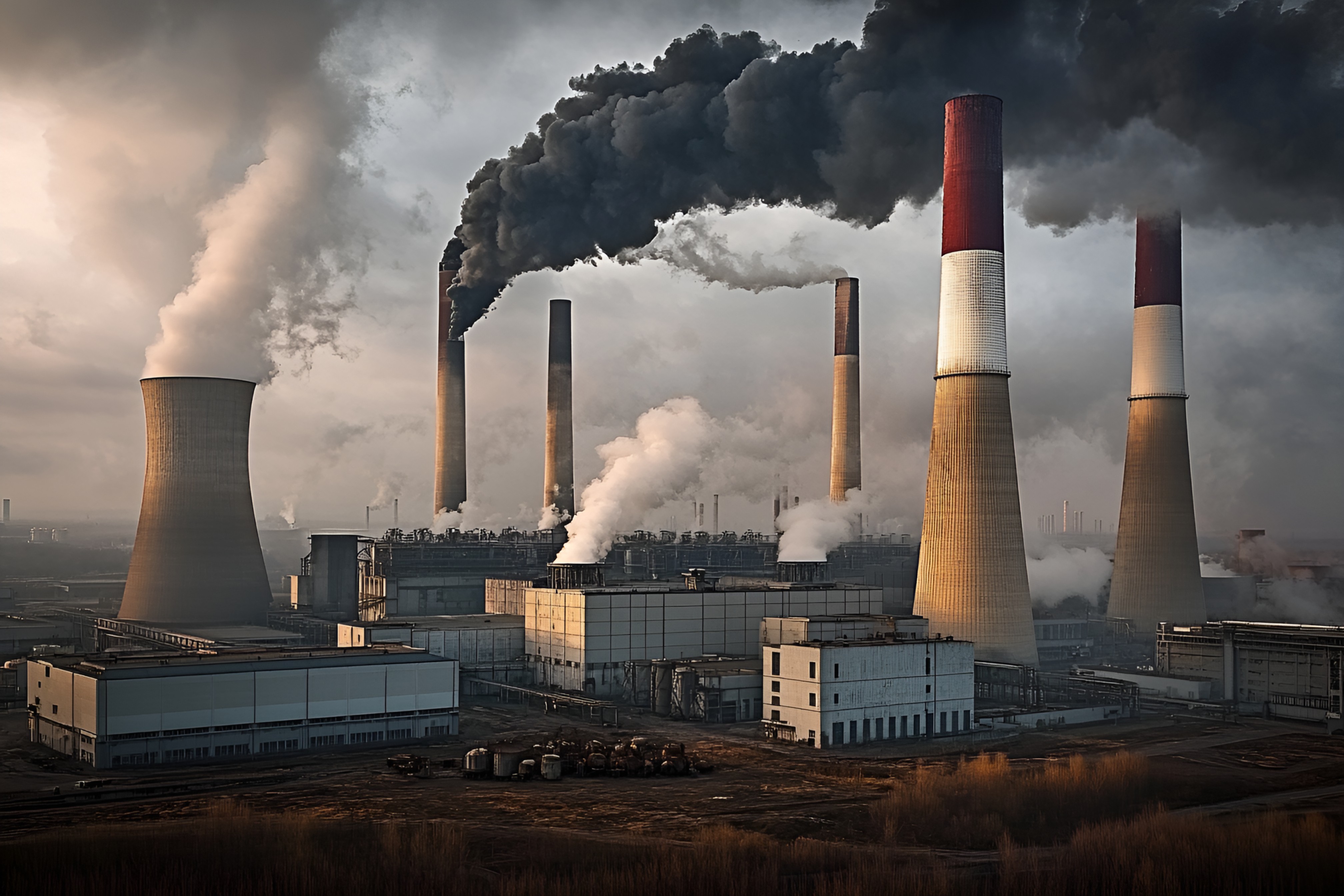 58639838.jpg 工廠現(xiàn)實主義工業(yè)區(qū)大型煙囪冷卻塔排放煙霧場景商業(yè)照片(商業(yè)使用).jpg